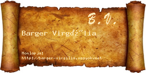 Barger Virgília névjegykártya